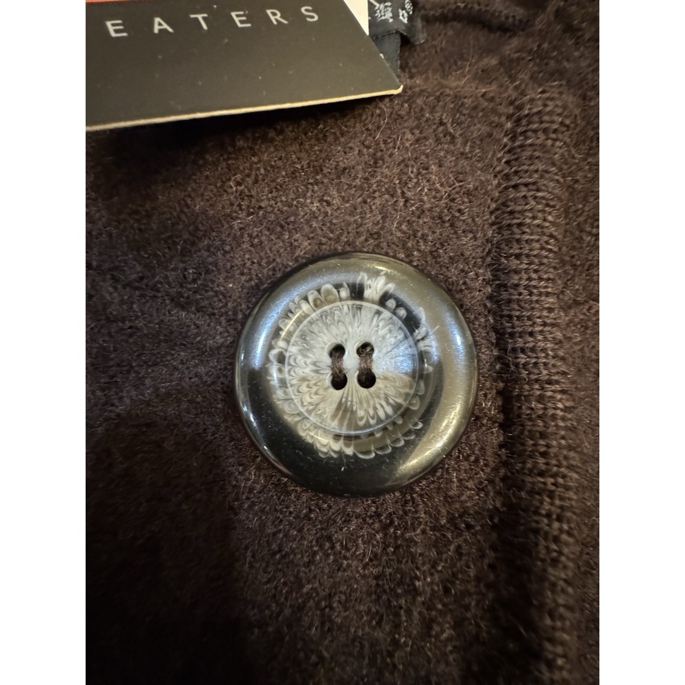 Vintage Tally Ho 100% Wool Sweater Brown Open Front Short Sleeve Jacket Size 2X - Picture 4 of 10
